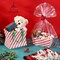 24 Pcs Christmas Baskets For Gifts Empty Gift Basket Kit with 24 Plastic Bags and 24 Pull Bows DIY Gift Packages 9.8 x 6.5 x 4.3 Inch Cardboard Basket for Xmas Birthday (Red Green,Stripe Style)